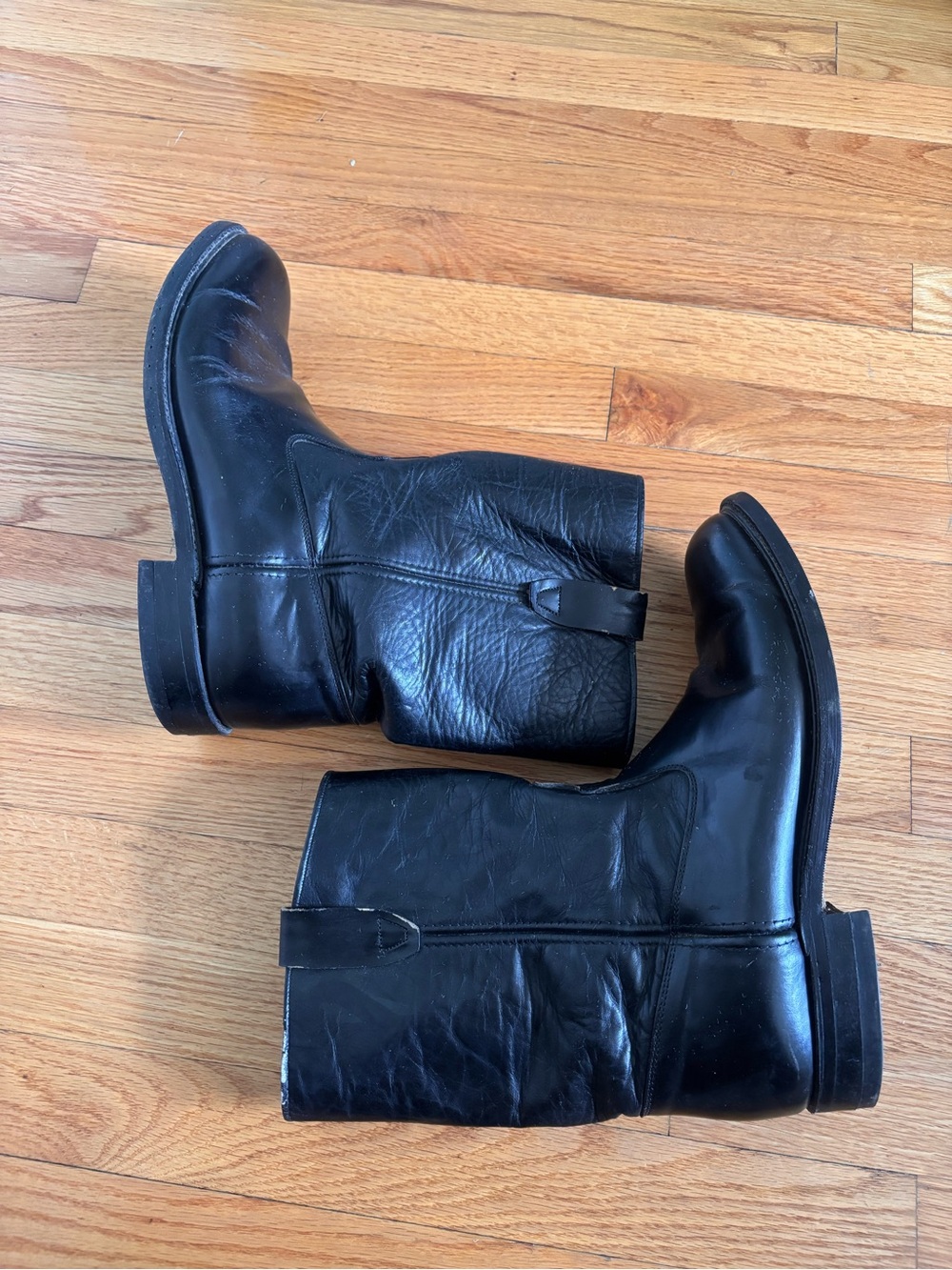 Vintage Black Leather Pull-On Boots